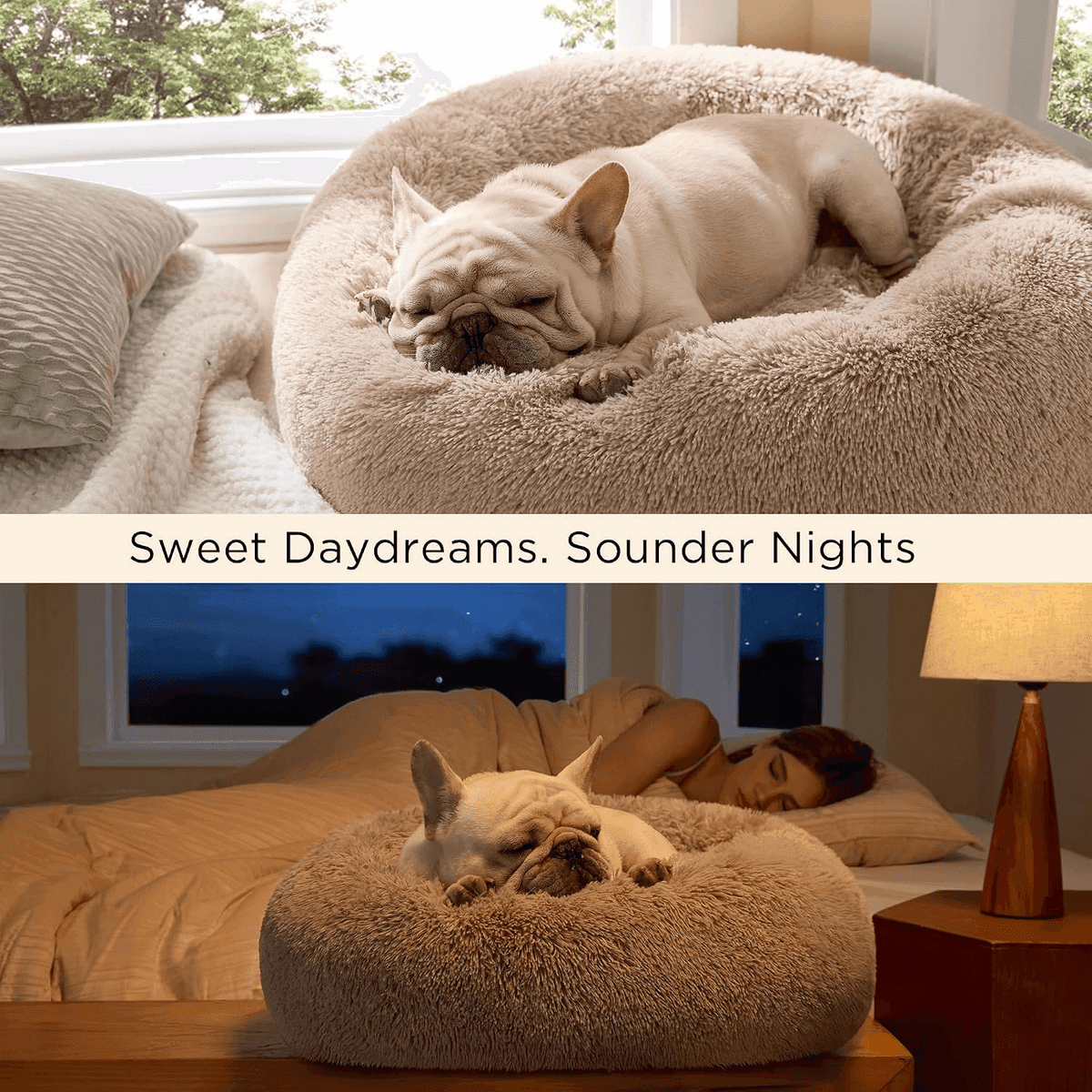 Bedsure 30-Inch Calming Donut Dog Bed - Camel image 4