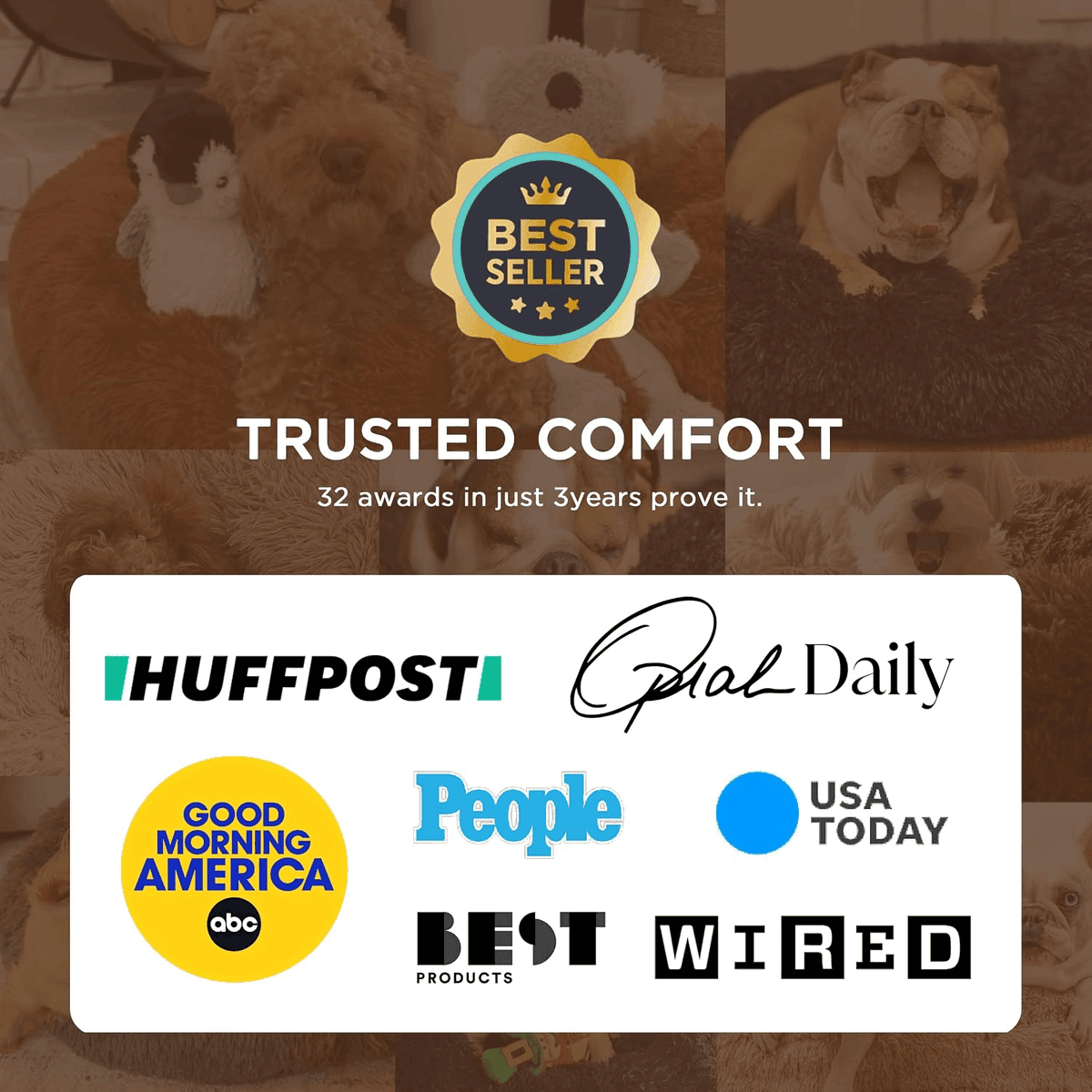Bedsure 30-Inch Calming Donut Dog Bed - Camel image 5